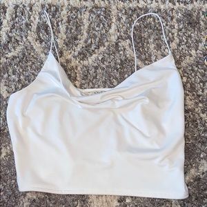 white cowl neck tank